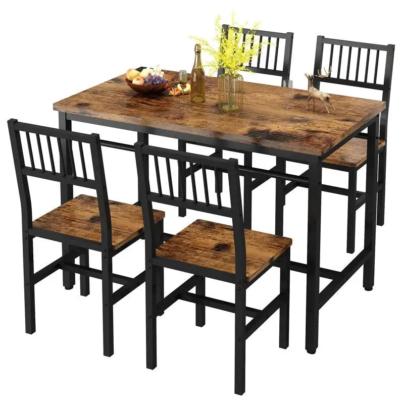 Set da pranzo per 4 persone, set da tavolo da pranzo da 5 pezzi con struttura in metallo per colazione, sala da pranzo, cucina