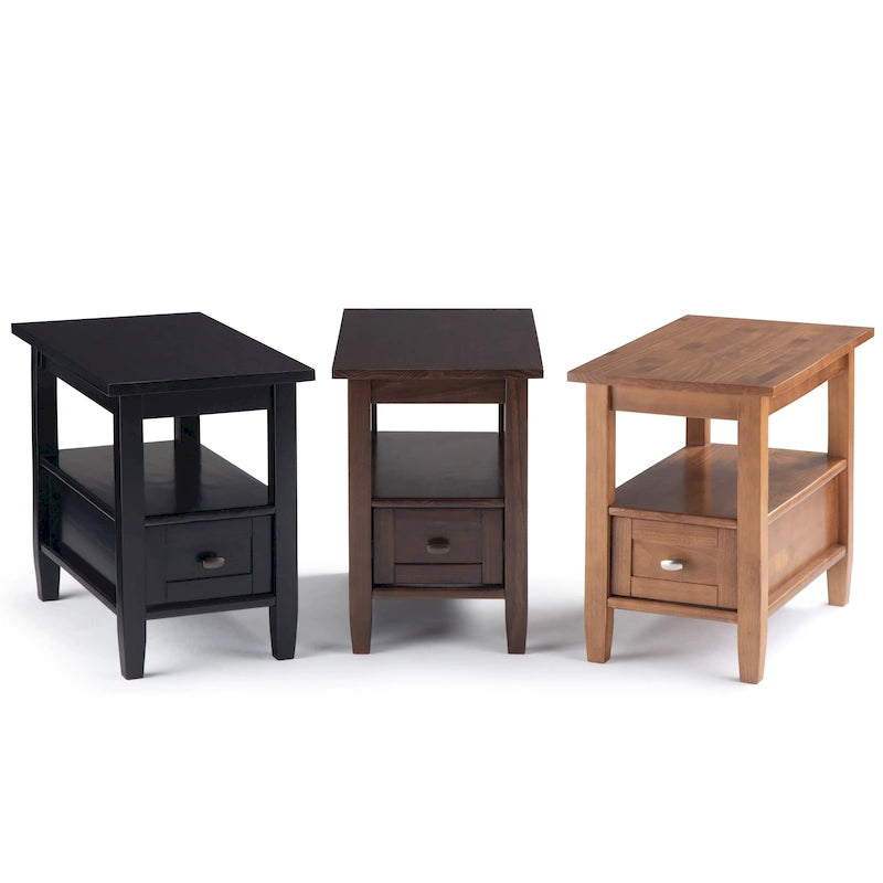 WYNDENHALL Norfolk SOLID WOOD 14 inch Wide Rectangle Transitional Narrow Side Table - 14 Inches wide