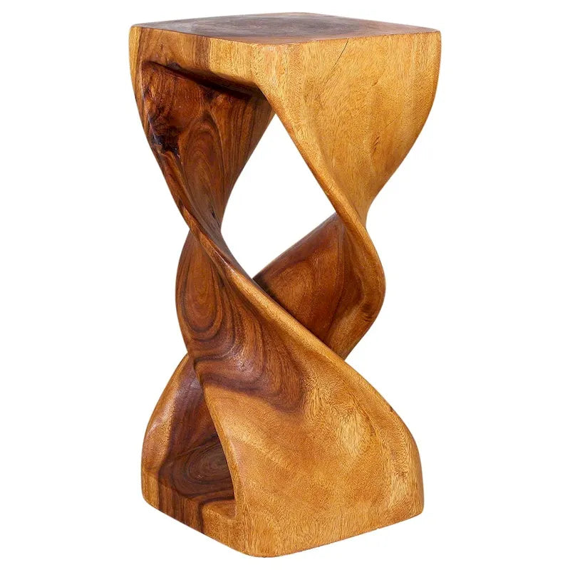 Sgabello/Tavolino Haussmann Wood Double Twist 12 pollici quadrati x 26 pollici H Quercia Olio - 12 x 12 x 26