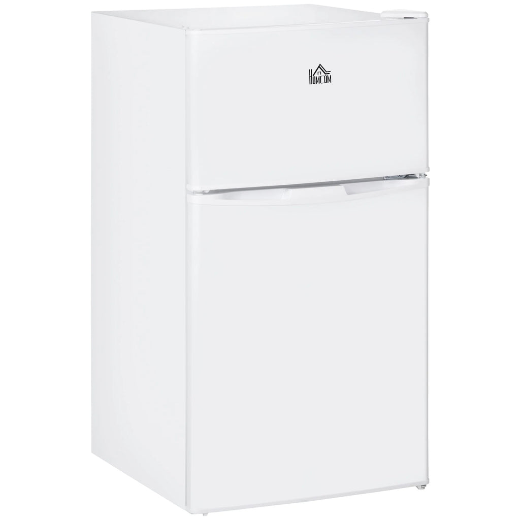 HOMCOM Mini Frigorifero a Doppia Porta con Congelatore, Frigo Compatto da 90 litri con Ripiano Regolabile, Termostato Regolabile