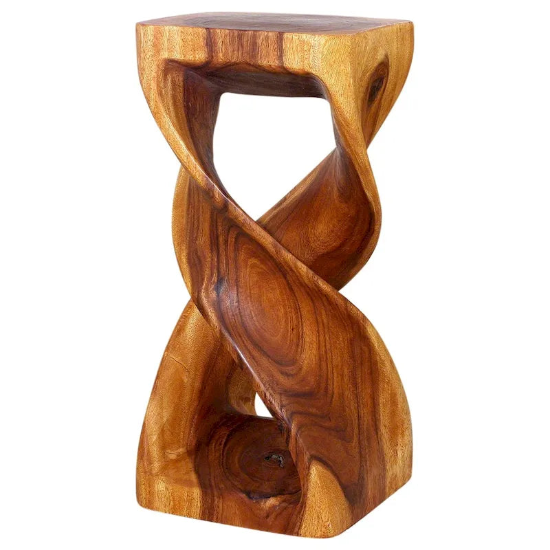 Sgabello/Tavolino Haussmann Wood Double Twist 12 pollici quadrati x 26 pollici H Quercia Olio - 12 x 12 x 26