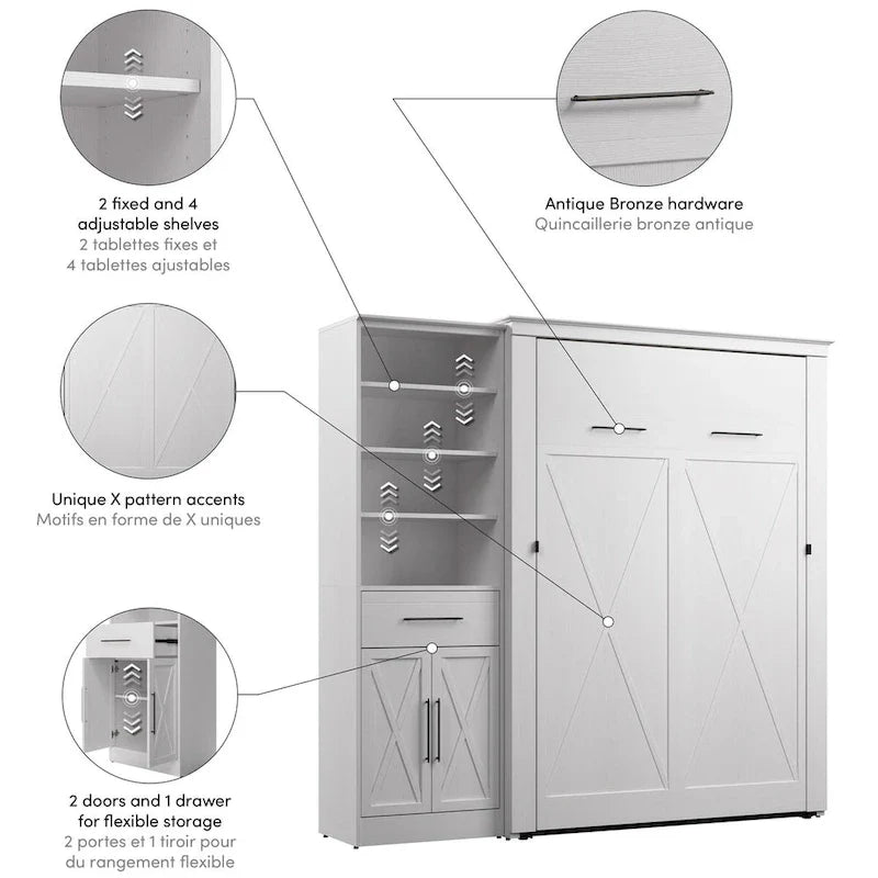 Letto a scomparsa Full Murphy Key West con armadio guardaroba (88W) di Bestar