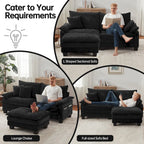 Modular Sectional Sofa, Comfy Cloud Couch Sectional Sofa with Ottoman, Deep Seat Sofa Sleeper for Living Room