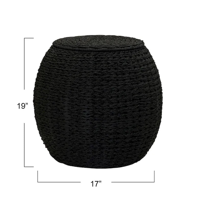 Household Essentials Handwoven Barrel Wicker Storage Basket Side Table - 17.0L x 17.0W x 19.0H
