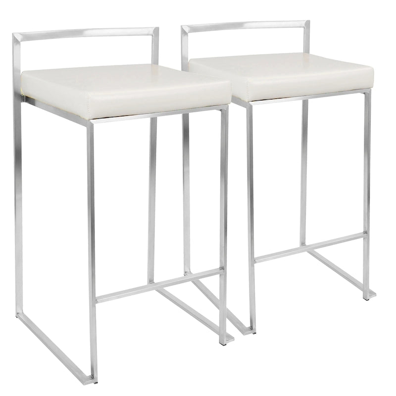 Sgabello da bancone impilabile in acciaio inossidabile completamente saldato Silver Orchid Forrest (set di 2)