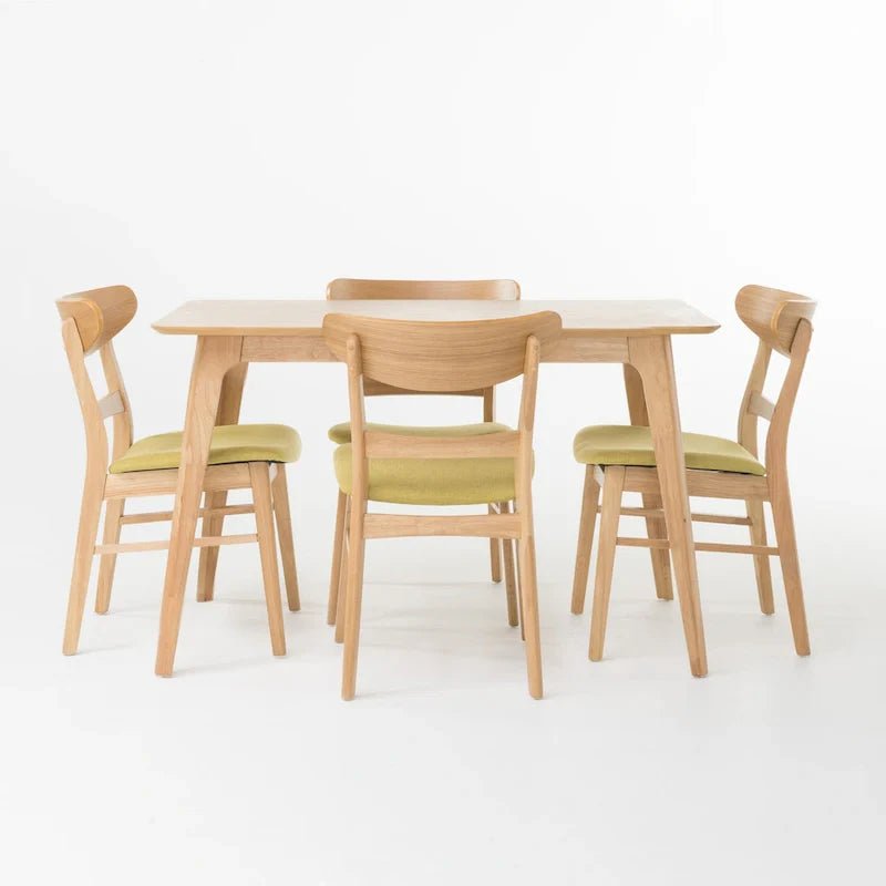 Set da pranzo rettangolare a 5 pezzi in legno di Idalia Fabric and Rubberwood di Christopher Knight Home