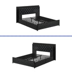 Moasis Letto Matrimoniale Queen Size con Struttura in PU e LED, Imbottito, con Piattaforma