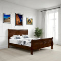 Letto a slitta matrimoniale Gage Traditional, struttura in legno, ricca finitura marrone ciliegio