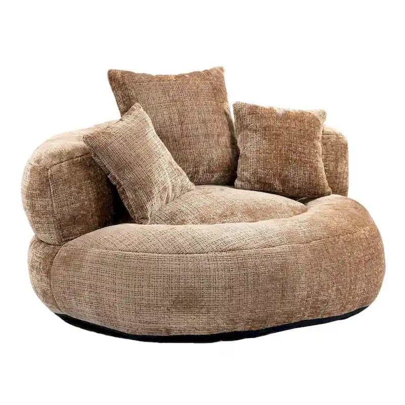Chenille High Back Lazy Sofa with 3 Pillows and Oversized Bean Bag Chair