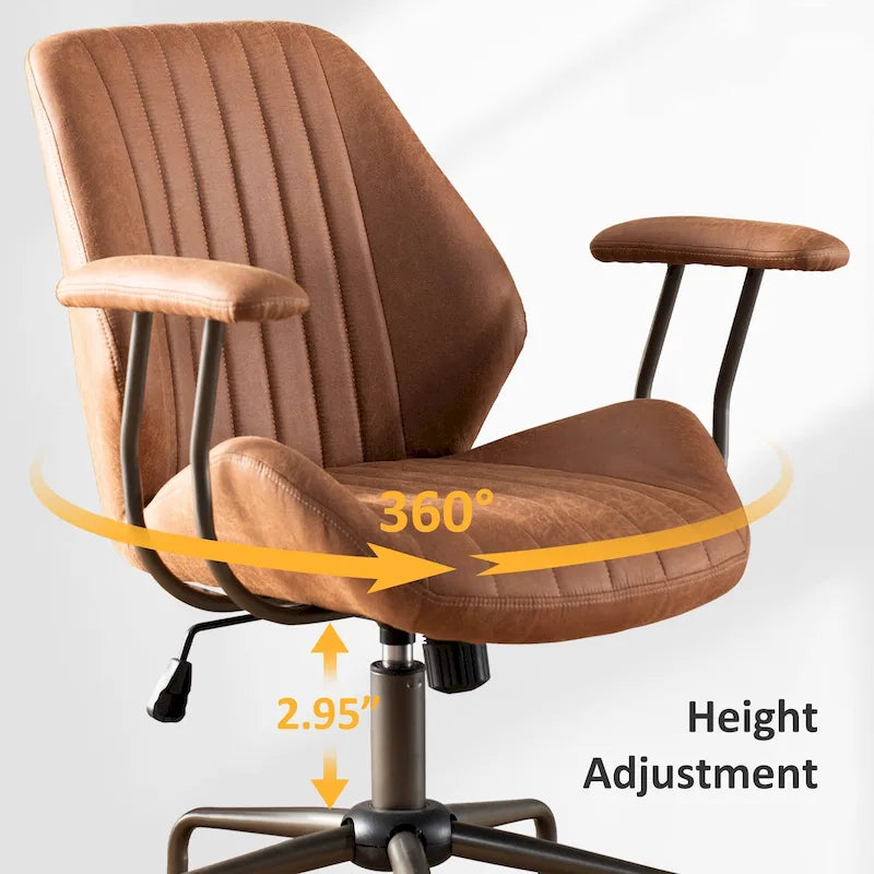 OVIOS Sedia da ufficio ergonomica in tessuto scamosciato con supporto lombare