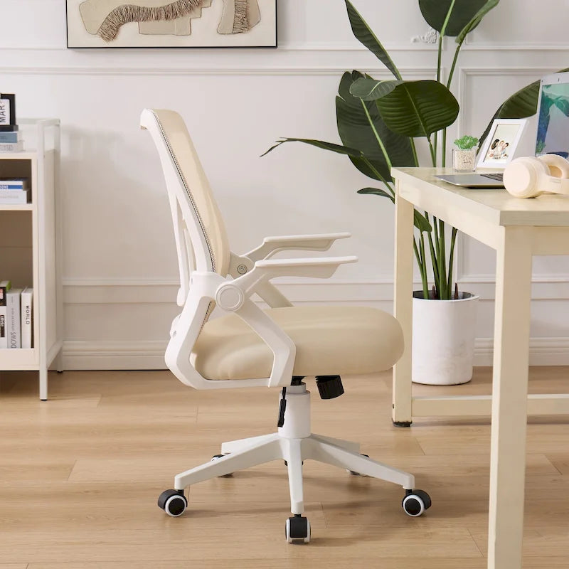Javlergo Sedia da Ufficio Girevole a Schienale Medio con Supporto Lombare, Sedia da Scrivania Ergonomica da Computer in Rete con Braccioli