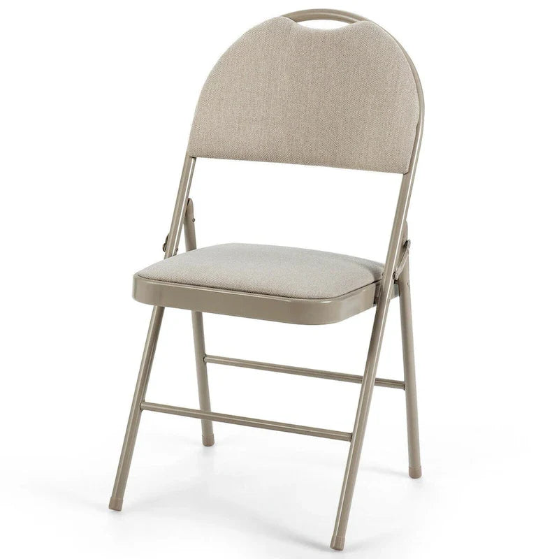 Sedie pieghevoli, confezione da 6, portatili, imbottite per ufficio, cucina, sala da pranzo - Beige - 18,5 x 20 x 35 (L x P x A)
