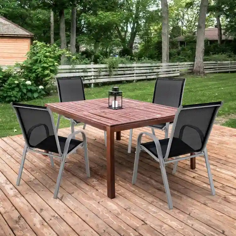 4 Pieces Stackable Patio Dining Chairs Set with Armrest - 29 x 21.5 x 35.5 (L x W x H)