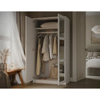 Palace Imports 100% Solid Wood 2-Door Urban Wardrobe Armoire with Solid and Mirrored Doors