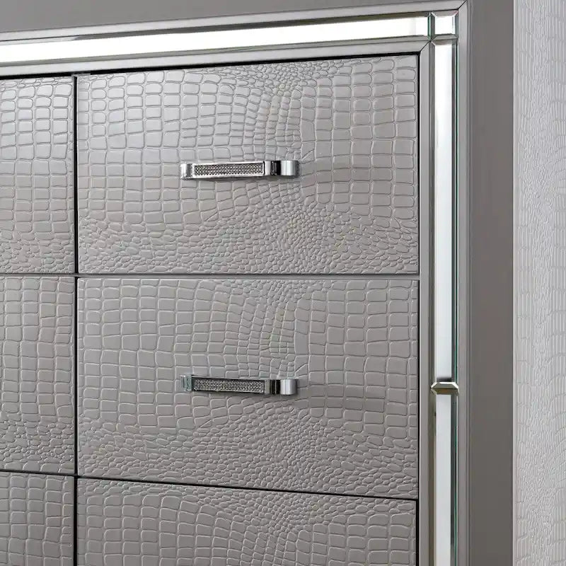 Cassettiera e Specchio 2 pezzi con 9 cassetti in Legno Contemporaneo Ruff Crocodile di Furniture of America