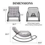 Oversized Rocking Lounge Chair, 450 lbs Extra Large Outdoor Recliner with Water-resistant Cushions