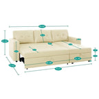 Divano componibile convertibile reversibile con letto estraibile, chaise longue con contenitore nascosto e gambe durevoli