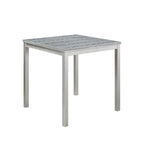 Set da pranzo moderno di 5 pezzi con tavolo quadrato ad altezza bancone e 4 sedie imbottite