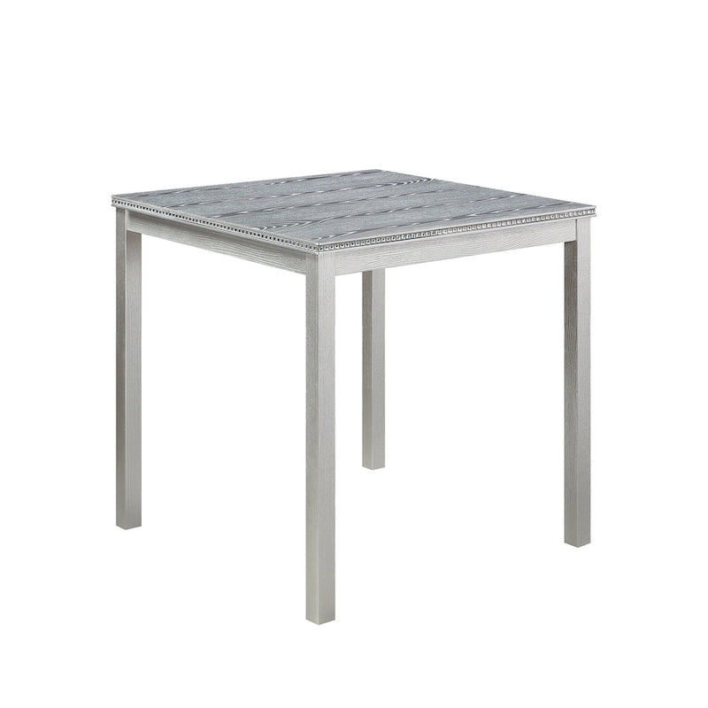 Set da pranzo moderno di 5 pezzi con tavolo quadrato ad altezza bancone e 4 sedie imbottite