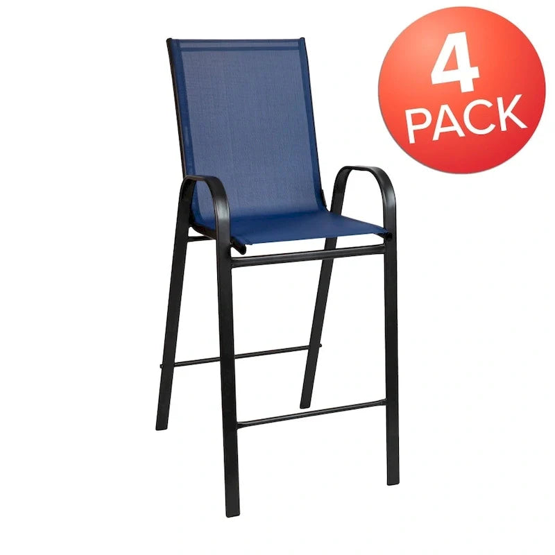 Set di 4 Sgabelli da Bar da Esterno in Materiale Flex Comfort - Sgabello da Giardino