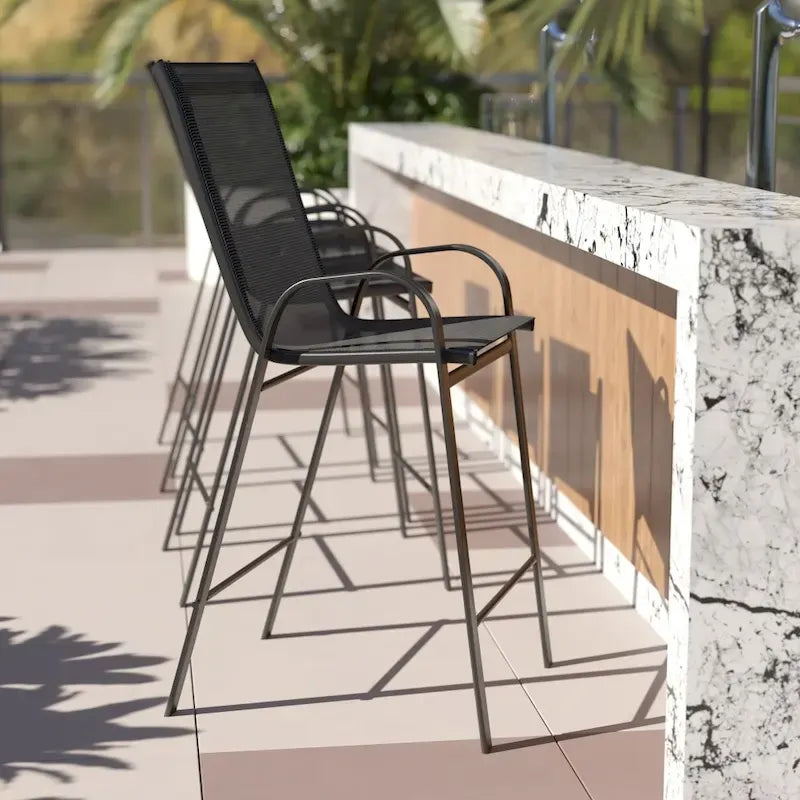 Set di 4 Sgabelli da Bar da Esterno in Materiale Flex Comfort - Sgabello da Giardino