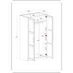 Palace Imports 100% Solid Wood 2-Door Urban Wardrobe Armoire with Solid and Mirrored Doors