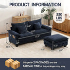 Set di mobili per soggiorno, Set divano componibile modulare con pouf per soggiorno, Divano convertibile
