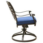 Sedia da pranzo girevole da esterno Wynn da 25 pollici moderna con cuscino, set da 2, blu