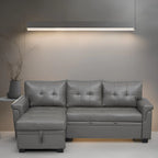Reversible Sectional Sofa with Pull-Out Sleeper Bed, Hidden Storage Chaise, Durable Legs,