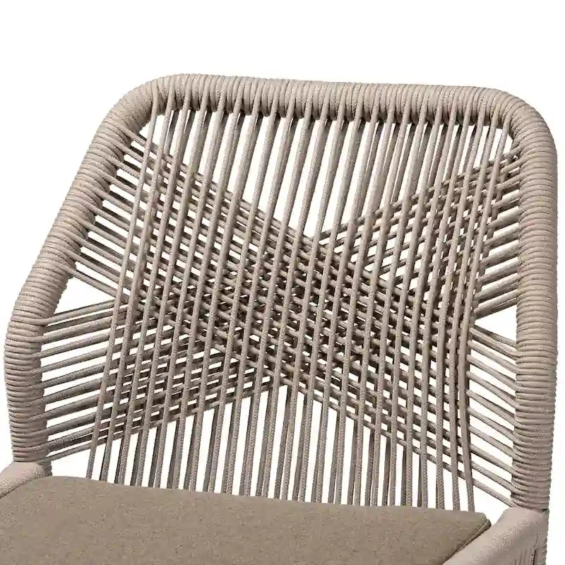 Sedia da pranzo in mogano in stile transizionale moderno con corda intrecciata - Grigio