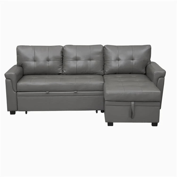 Divano componibile convertibile reversibile con letto estraibile, chaise longue con contenitore nascosto e gambe durevoli