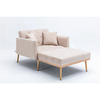 Divano letto-poltrona in velluto trapuntato con piedini color oro rosa per salotto