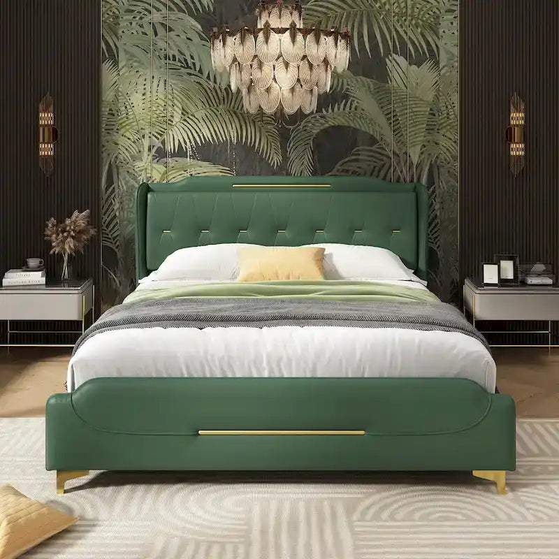 Letto moderno imbottito in pelle PU Uphou di Christopher Knight Home