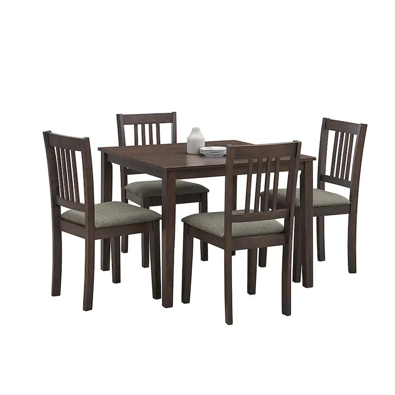 Set Tavolo e Sedie per Colazione in Cucina, Tavolo da Pranzo Quadrato in Legno, Tavolo da Pranzo Casuale con 4 Sedie Imbottite