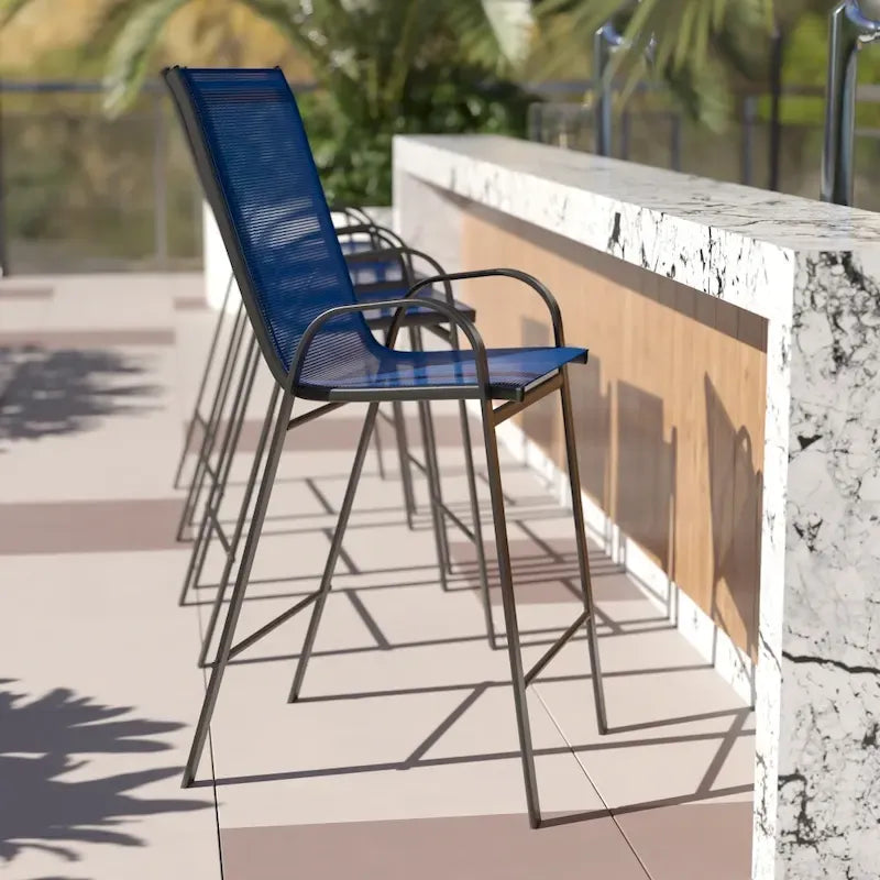 Set di 4 Sgabelli da Bar da Esterno in Materiale Flex Comfort - Sgabello da Giardino