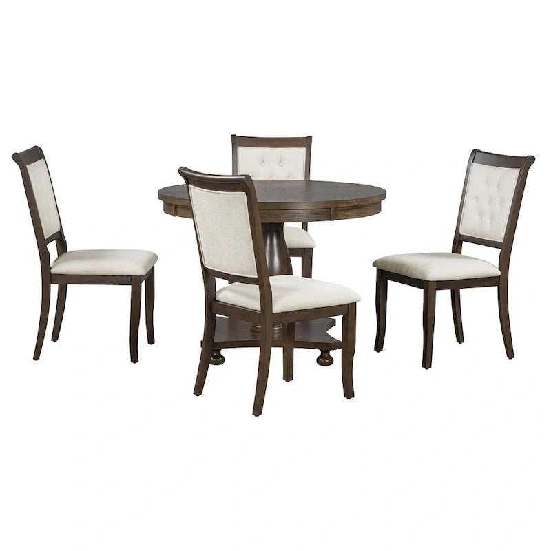 Set da pranzo da 5 pezzi Lak Retro con sedie imbottite di GDFStudio