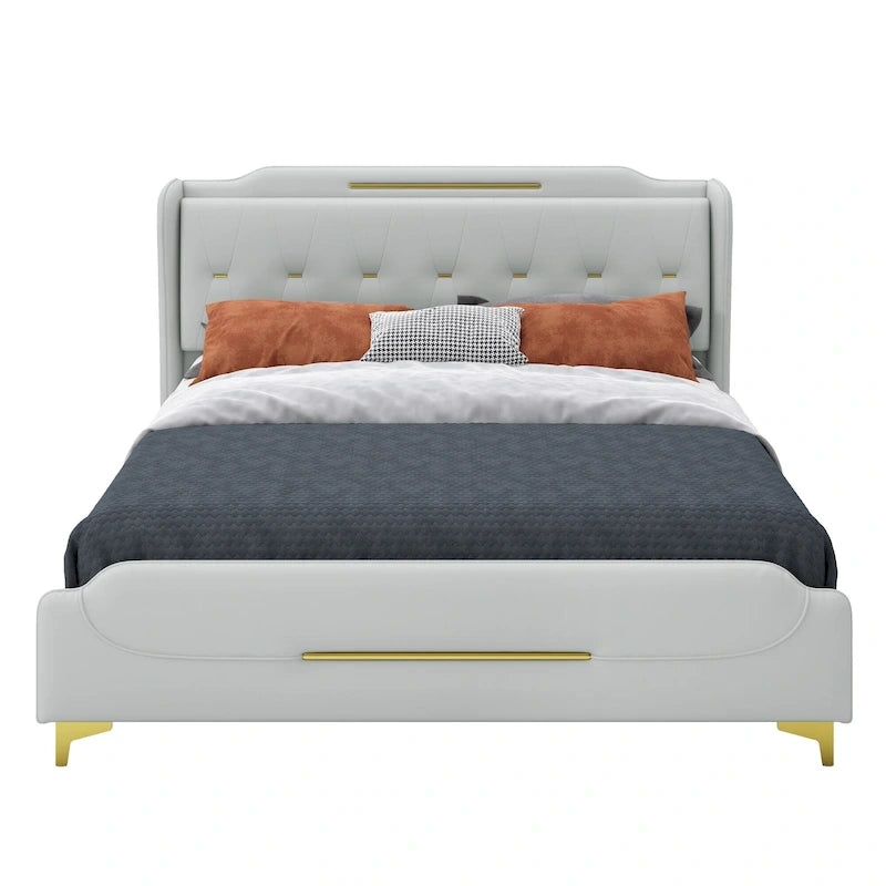 Letto moderno imbottito in pelle PU Uphou di Christopher Knight Home