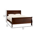 Letto a slitta matrimoniale Gage Traditional, struttura in legno, ricca finitura marrone ciliegio