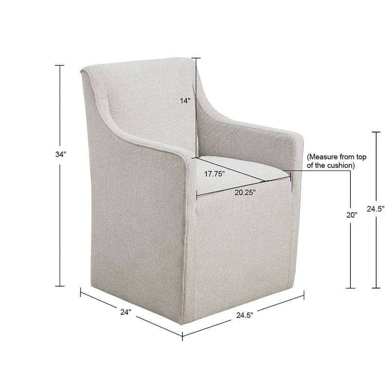 Madison Park Charlotte Dining Arm Chair with Casters