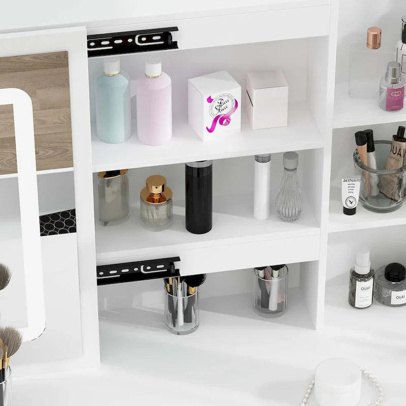 Timechee 39.4Wide Makeup Vanity Set with Stool and Touching Light Mirror - 39.4W