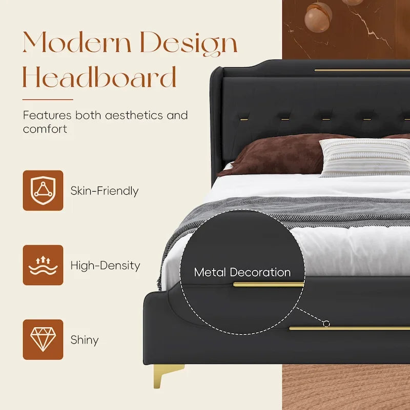 Letto moderno imbottito in pelle PU Uphou di Christopher Knight Home