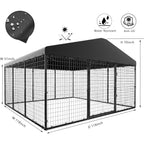 L 118 x P 118 x A 70 Cuccia grande per cani da esterno, Box recintato resistente per cani con tetto impermeabile