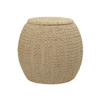 Household Essentials Handwoven Barrel Wicker Storage Basket Side Table - 17.0L x 17.0W x 19.0H