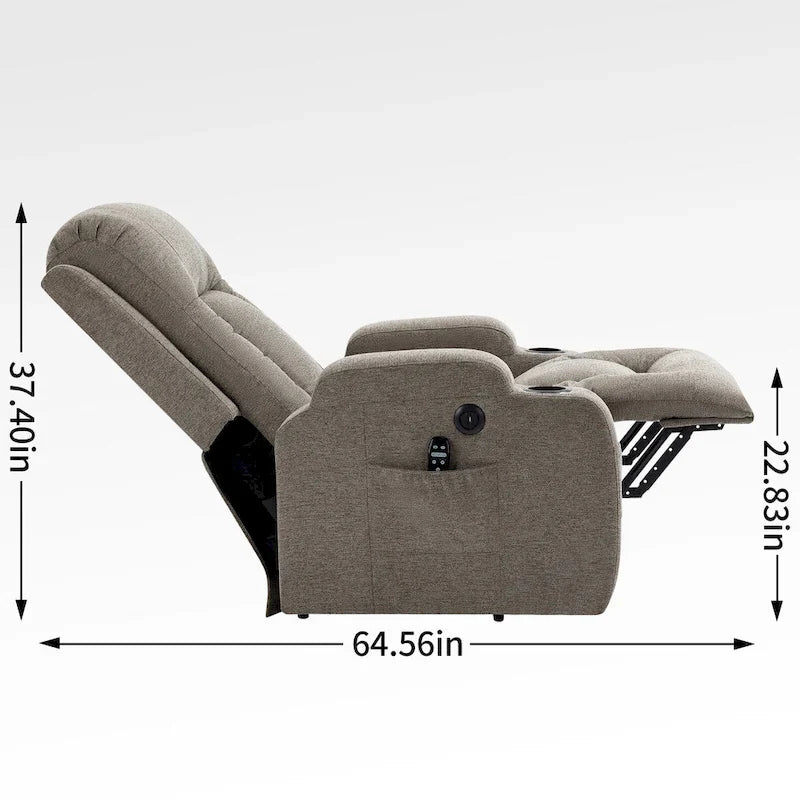 Poltrona reclinabile elettrica Lazy Boy Power Lift, moderna poltrona massaggiante a motore singolo con riscaldamento lombare, porta di ricarica USB, portabicchieri