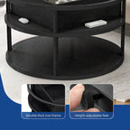 Moasis Farmhouse Lift Top Round Coffee Table with Hidden Storage and Shelf