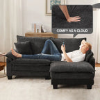 Set di mobili per soggiorno, Set divano componibile modulare con pouf per soggiorno, Divano convertibile