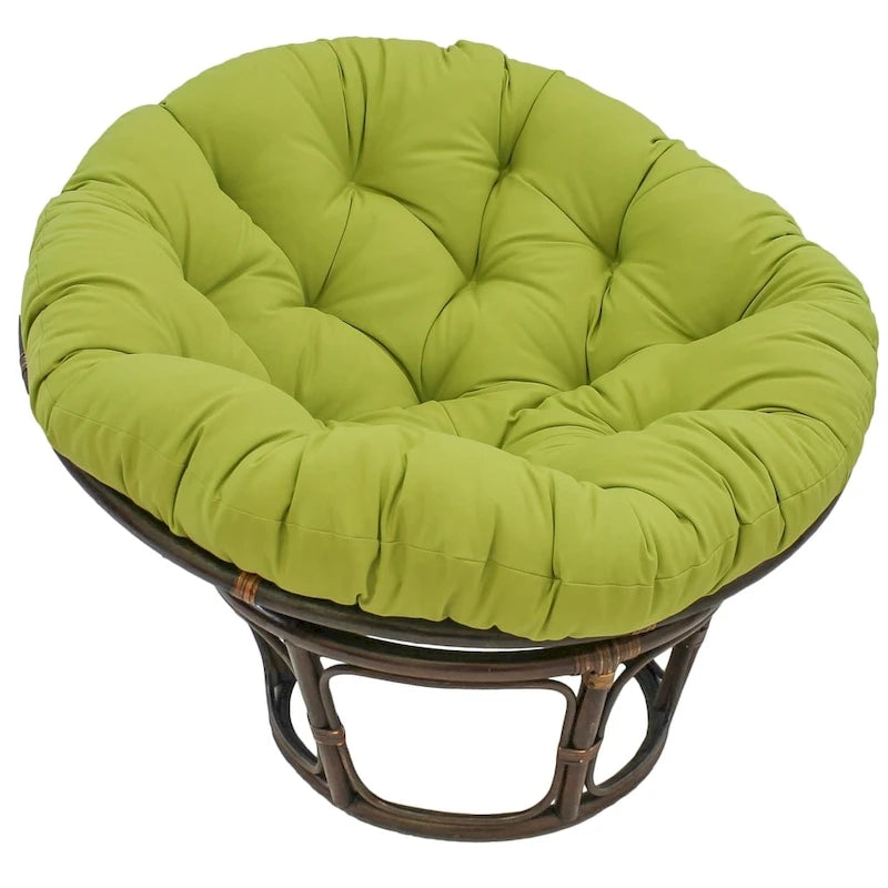Poltrona Papasan Bali da 42 pollici in rattan con cuscino in twill