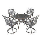 5-Piece Cast Aluminum Patio Dining Set with 4 Swivel Chair