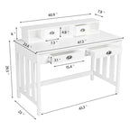 Yaheetech Writing Computer Desk, Modern Work Station with Removable Floating Organizer, 4 Drawers, Pine Wood Legs