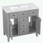 Mobile bagno con lavabo in ceramica, due ante e cinque cassetti